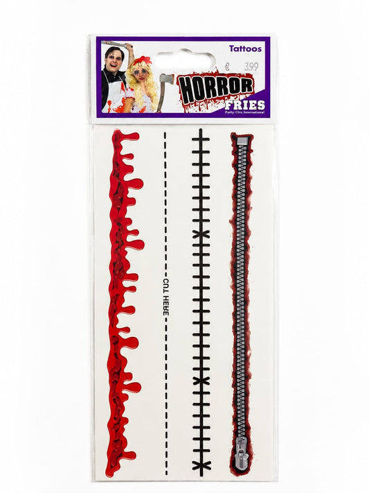 Tattoo Schablonen Set-Reißverschluss & Horror -Effekt( Body Art Stencils