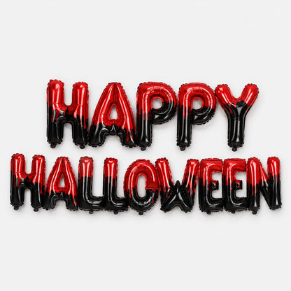Halloween Folienballon-Banner "Happy Halloween" - Rot & Schwarz
