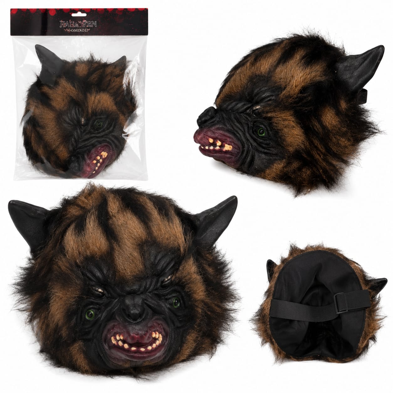 Halloween Werwolfmaske mit Kunstfell-Gruselmaske für Halloween
