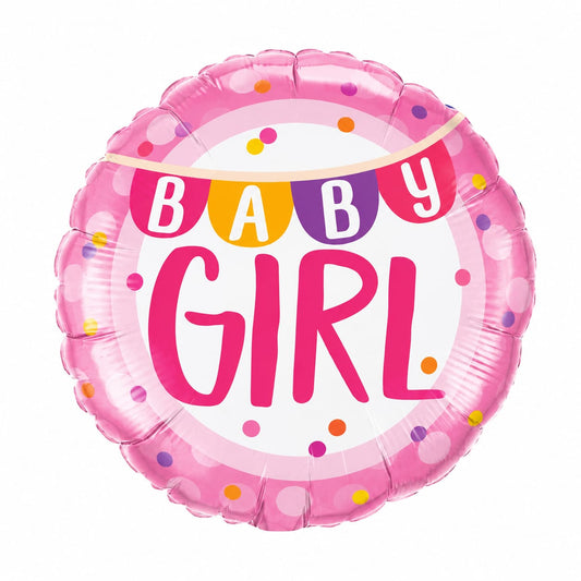 Qualatex Microfoil Folienballon „Baby Girl“ ca. 46cm – ungefüllt