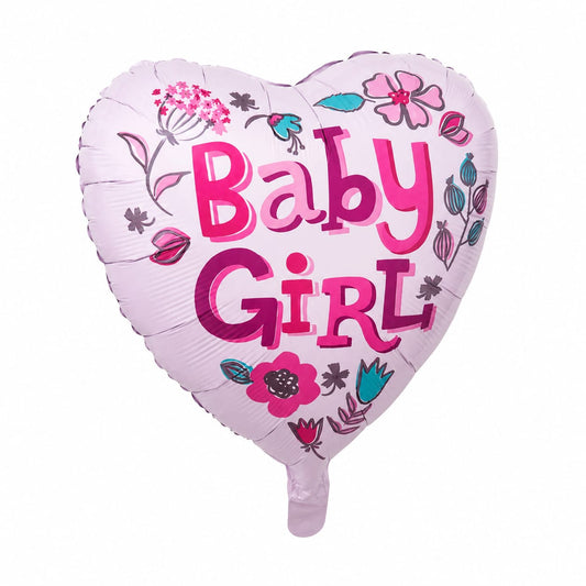 Folienballon Herz „Baby Girl“ 45cm – ungefüllt