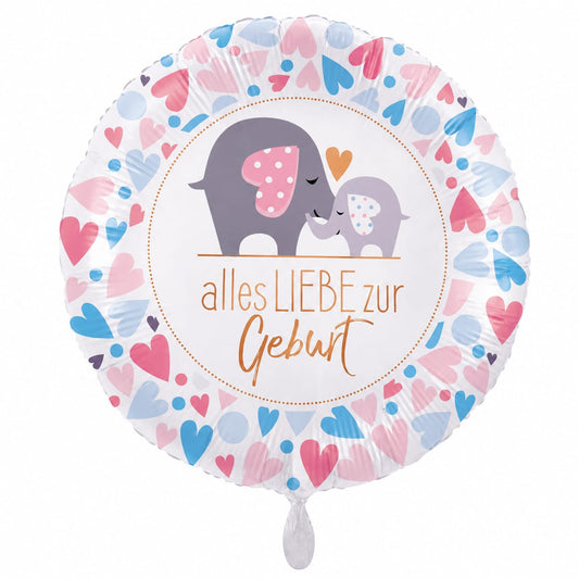 Folienballon,,Alles Liebe zur Geburt"43cm-Elefanten-Motiv/ Baby Geschenk