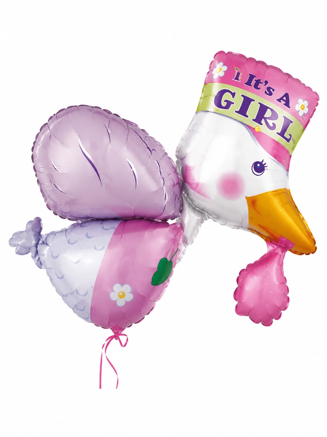 xl Storch Folienballon ,,It's a Girl" 81 cm- Geburt & Babyshower Dekoration