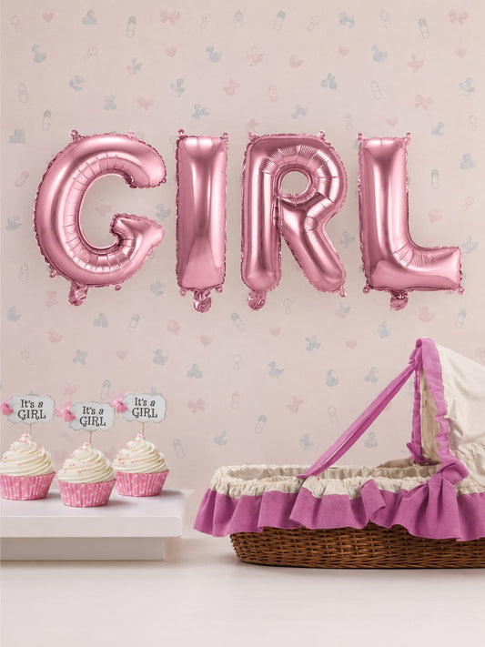 Folienballon-Set,,Girl"-Rosa Buchstabenballons für baby Shower & Gender Reveal (4-teilig)
