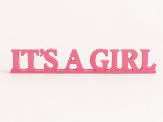 Dekoschriftzug,,It's a Girl" aus Holz - Rosa Tischdekoration für Baby Shower & Gender Reveal
