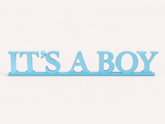 Dekoschriftzug,,It's a Boy" aus Holz - Rosa Tischdekoration für Baby Shower & Gender Reveal