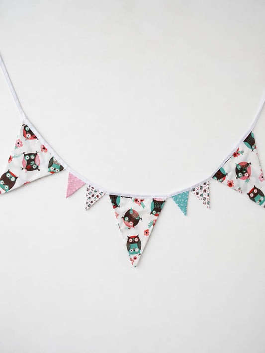 Stoff-Wimpelkette Eulen-3,5m Partydeko