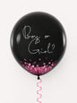 XXL Gender Reveal Ballon,,Boy or Girl?"-Schwarzer Überraschungsballon mit Rosa Konfetti (1m)
