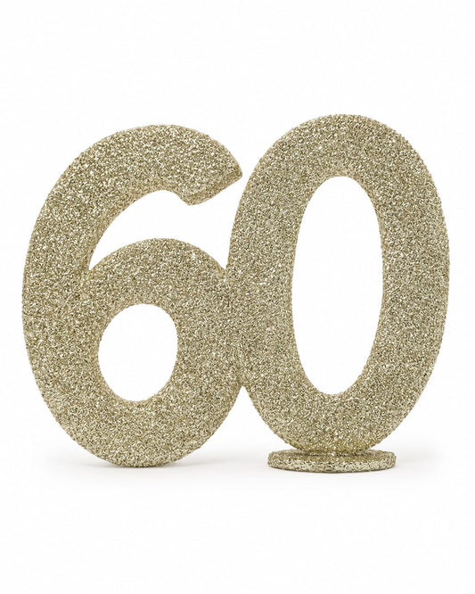 Glitzer-Zahlenaufsteller 60 in Gold – ca. 11x10 cm