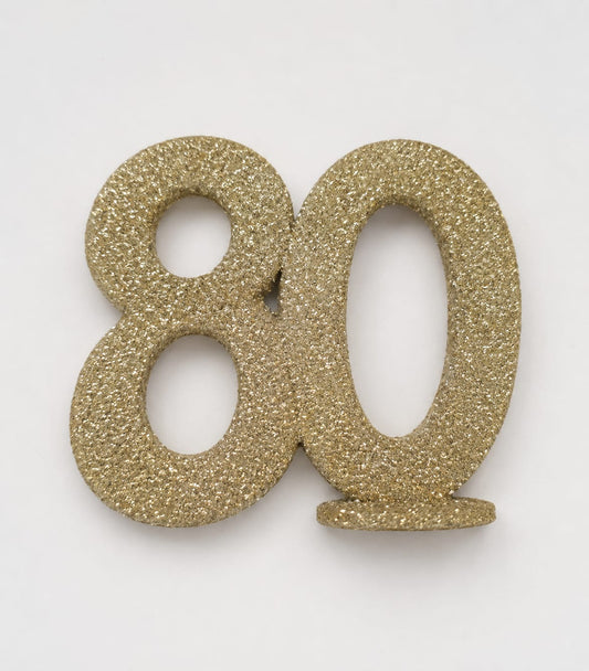 Glitzer-Zahlenaufsteller 80 in Gold – ca. 11x10 cm