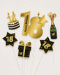 6-teiliges Fotorequisiten-Set zum 18. Geburtstag in Gold und Schwarz