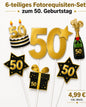 6-teiliges Fotorequisiten-Set zum 50. Geburtstag in Gold und Schwarz