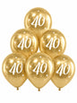 6 goldene Luftballons zum 40. Geburtstag mit weißem „60“-Aufdruck und Sternenmotiven