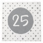 20 Servietten zur Silberhochzeit „25“ in Weiß und Silber – 33 × 33 cm