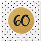 20 Servietten zum 60. Geburtstag in Schwarz, Weiß und Gold – 33 × 33 cm