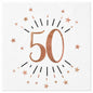 10 Servietten zum 50. Geburtstag in Weiß, Roségold und Schwarz mit Sternenmotiv