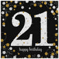 16 Servietten zum 21. Geburtstag in Schwarz, Gold und Silber mit „Happy Birthday“-Motiv – 33 × 33 cm