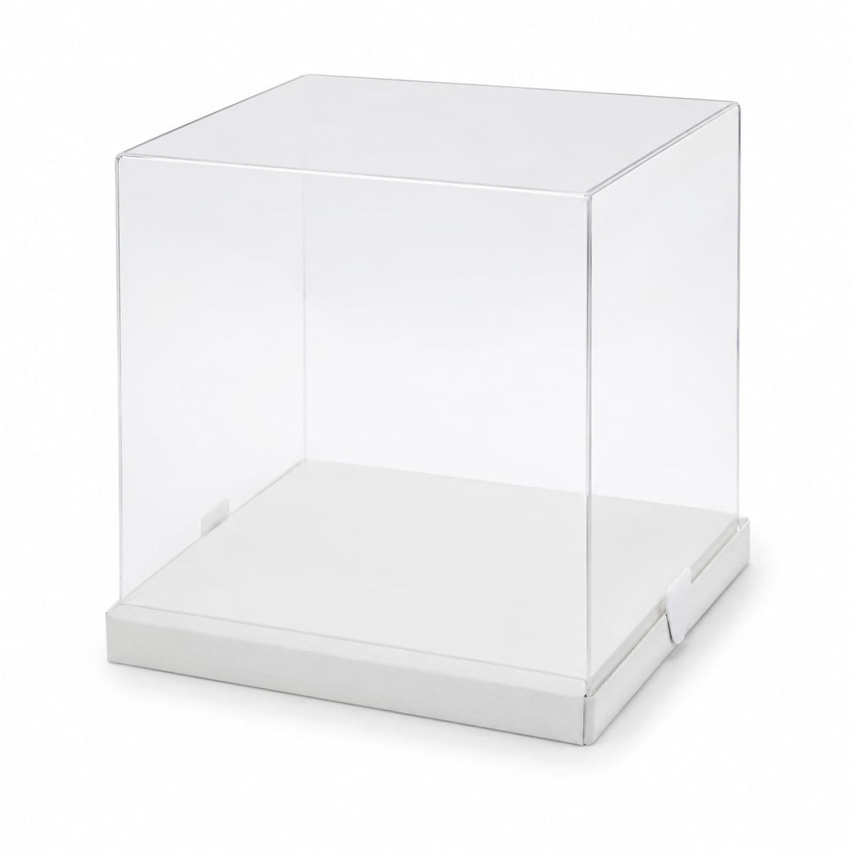 Transparente Geschenkbox mit weißer Bodenplatte – Präsentationsbox für Geschenke & Dekoration