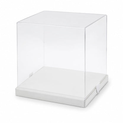 Transparente Geschenkbox mit weißer Bodenplatte – Präsentationsbox für Geschenke & Dekoration