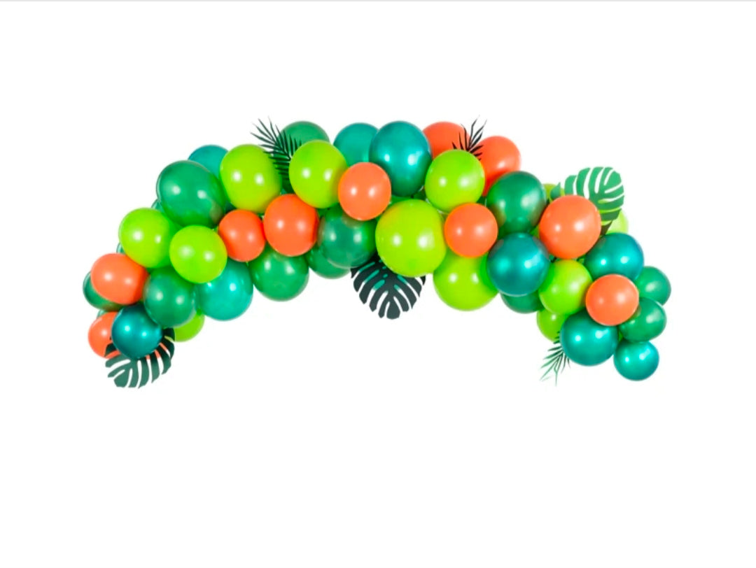 PartyDeco DIY-Ballongirlande Dino Party Grün -Orange (nLuftballon-Bogen ) -2m ( 60 Ballons )