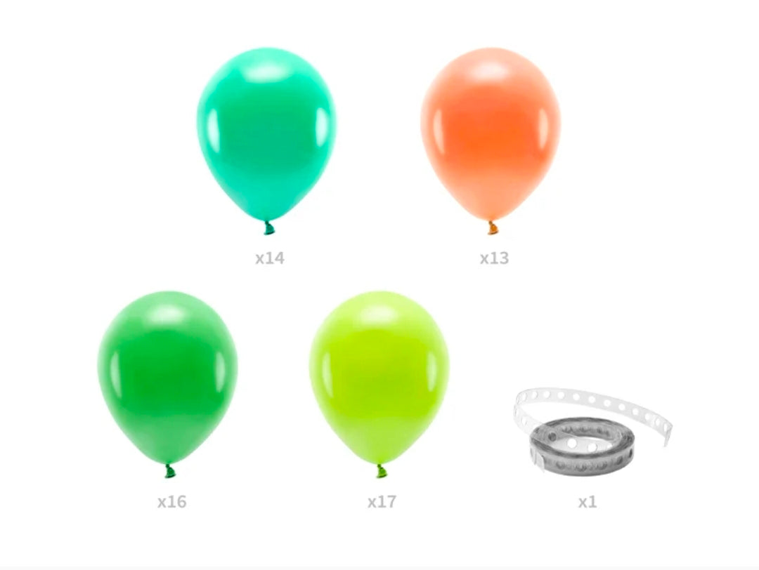PartyDeco DIY-Ballongirlande Dino Party Grün -Orange (nLuftballon-Bogen ) -2m ( 60 Ballons )