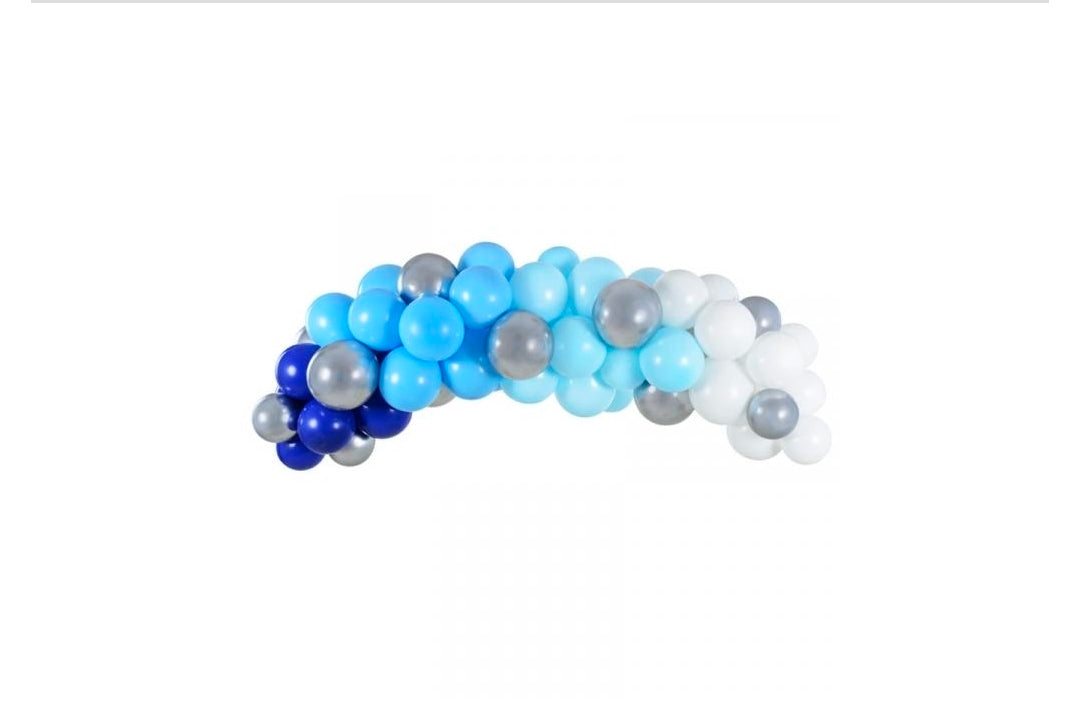 PartyDeco DIY-Ballongirlande Blau-Silber-Dunkelblau (Luftballon-Bogen)