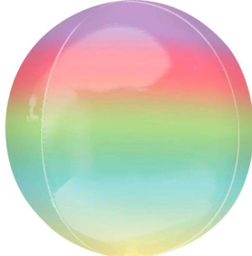 Anagram Ombré Orbs Folienballon -Kugelrund, Regenbogenfarben - 15-16 Zoll (38-40 cm)