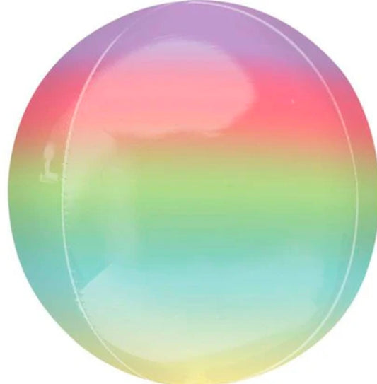 Anagram Ombré Orbs Folienballon -Kugelrund, Regenbogenfarben - 15-16 Zoll (38-40 cm)