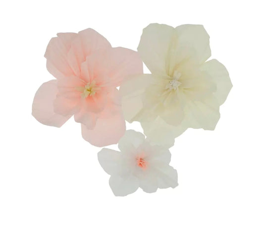 Folat Flower Set Tischdekoration aus Krepppapier-3er Set (Playful Powder/ Pastell)