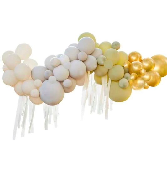 Gingery Latexballons Girlande Grün, Creme , Grau ,Gold Chrom
