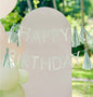 Ginger Ray „Happy Birthday“ Girlande mit Quasten – Salbeigrün (Eco)