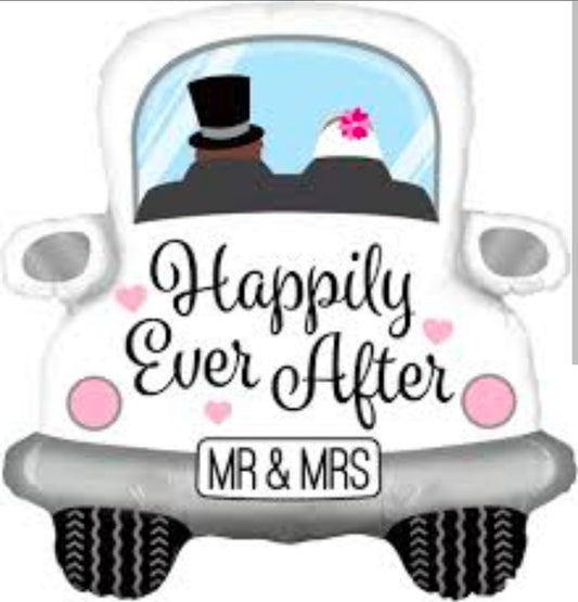 Metallic „Happily Ever After Car“ SuperShape Folienballon