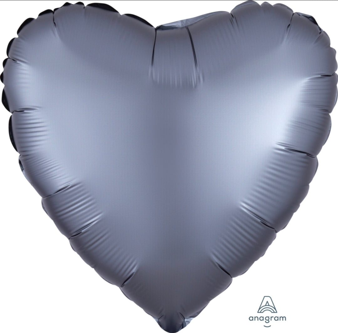 Anagram Folienballon Herz „Satin Luxe“ – Steel Blue (45 cm)