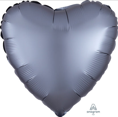 Anagram Folienballon Herz „Satin Luxe“ – Steel Blue (45 cm)