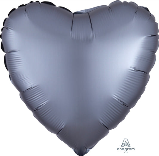Anagram Folienballon Herz „Satin Luxe“ – Steel Blue (45 cm)