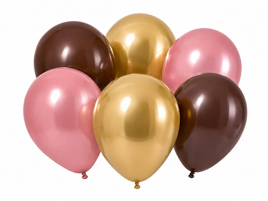 Luftballon-Set Rosa, Gold & Braun - 10 Stueck