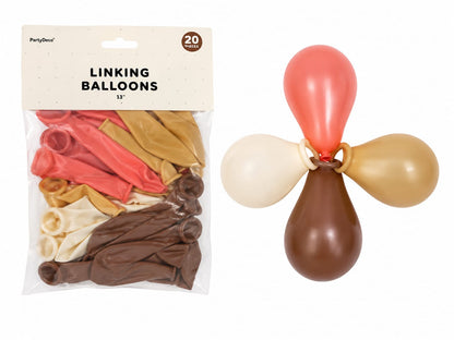 Linking Ballons Mix Rosa, Beige, Creme & Braun - 20 Stueck