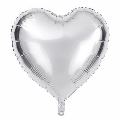 Herz Folienballon Metallic Silber - 45 cm