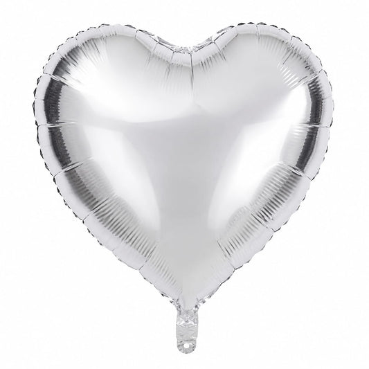 Herz Folienballon Metallic Silber - 45 cm