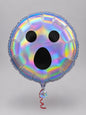 Halloween Folienballon "Holographischer Geist" - Runder Spukgesicht Ballon