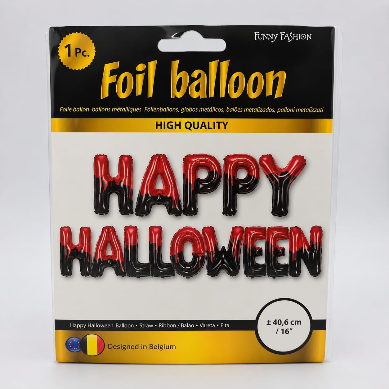 Halloween Folienballon-Banner "Happy Halloween" - Rot & Schwarz