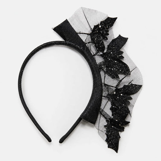 Schwarzer Spitzen-Haarreeif mit Fledermäusen-halloween Kopfschmuck