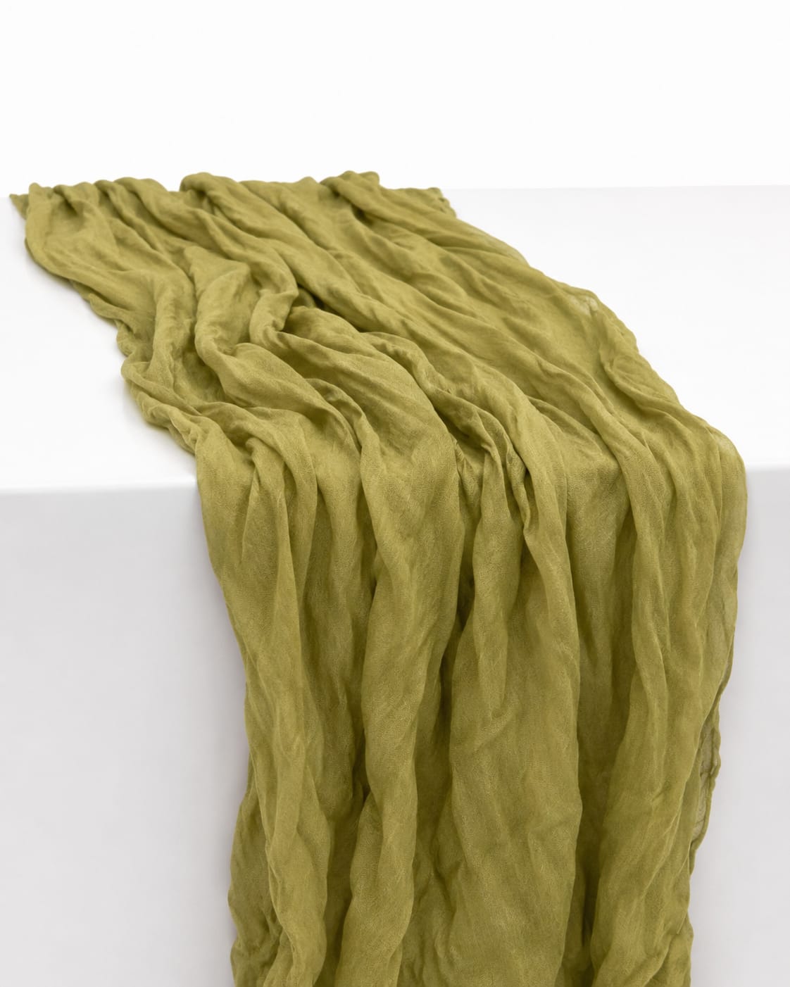 Tischläufer Musselin Olive – 90 x 300 cm