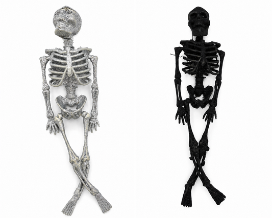 Glitzer-Skelett 40 cm - Halloween Dekoration Schwarz oder Silber