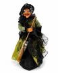 Halloween Hexenfigur mit Besen - Dekorationspuppe Orange-Schwarz & Grün-Schwarz