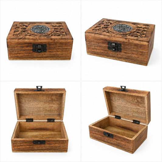Mandala Holzbox Vintage – Geschnitzte Schatulle