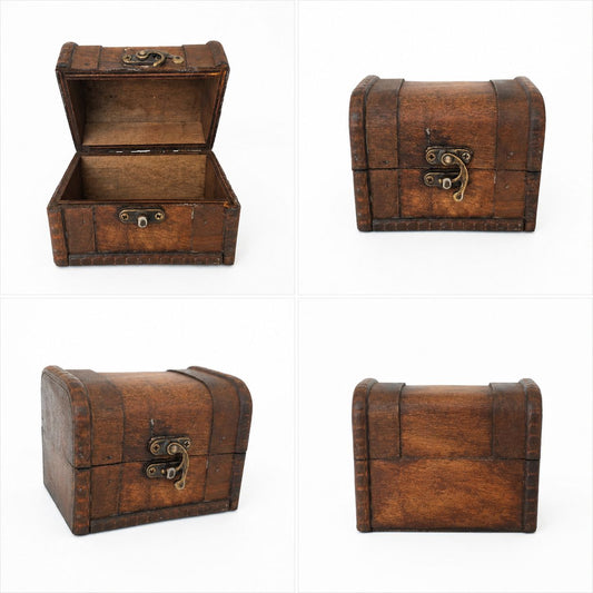 Kleine Ringbox Holz – Rustikale Mini-Schatztruhe
